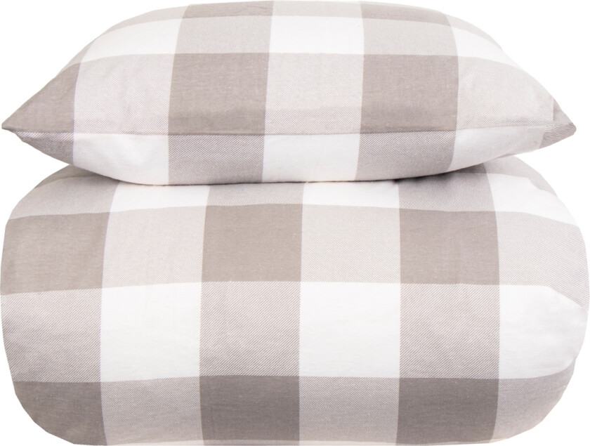 Sengetøy 200x220 cm - Check grey sengetøy av flanell - Rutete sengesett - 100% bomullsflanell - By Night