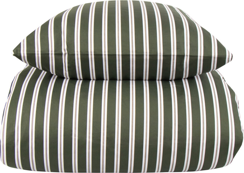 Stripete sengetøy 150x210 cm - 100% myk bomullssateng - Stripe green - By Night sengesett