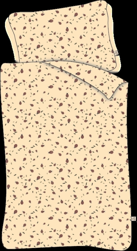 Juniorsengetøy 115x135 cm - Gul med marihøner - 100% bomulls sengesett