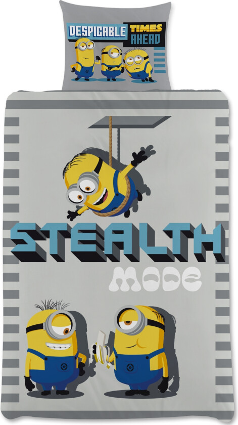 Minions sengetøy 140x200 cm - Minions sengesett - 2-i-1 design - Sengetøy i 100% bomull