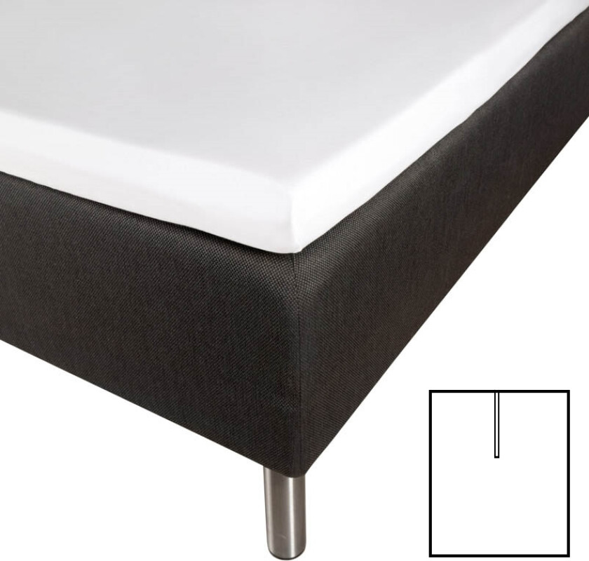 Bilde av Konvoluttlaken med U-splitt - 200x210 cm - Splittlengde 90 cm - Hvit - 100% bomullssateng - Borås Cotton
