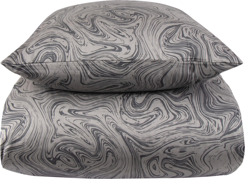 Sengetøy kingsize - 240x220 cm - 100% myk bomullssateng - Marble mørk grå - By Night sengesett