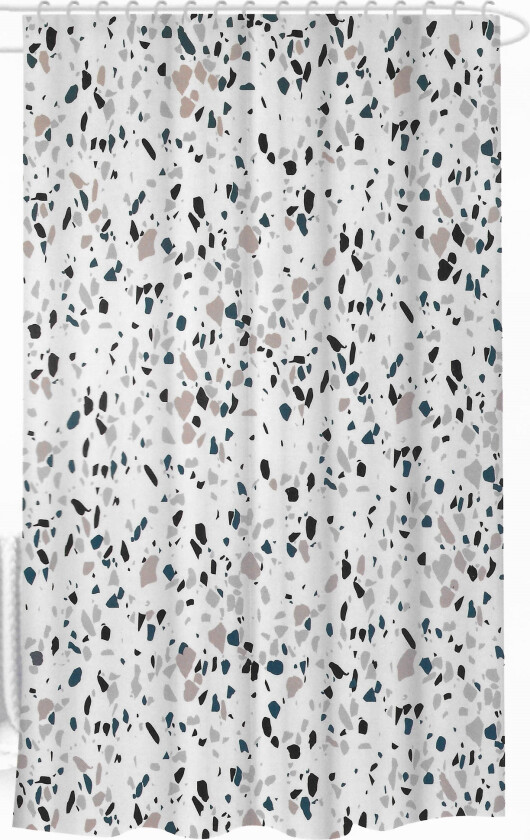 Dusjforheng - 180x180 cm - Hvit med farget mønster - Klar til oppheng