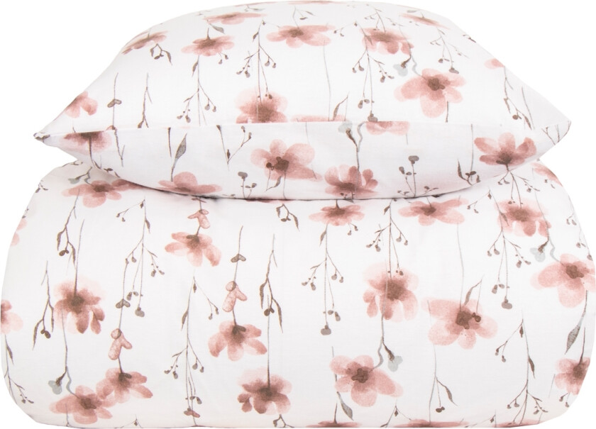 Sengetøy av flanell - 140x220 cm - Blomstrete sengetøy - 100% bomullsflanell - By Night sengesett