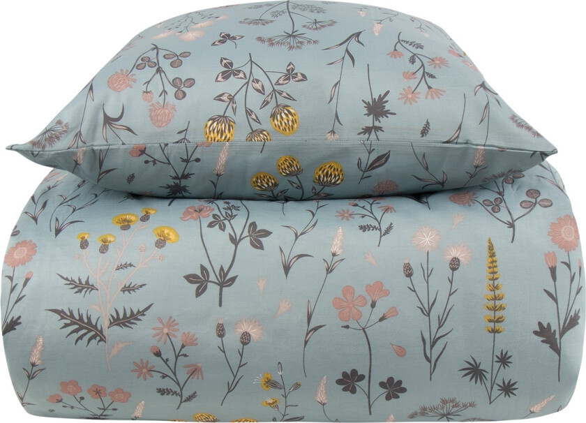 Sengetøy 140x200 cm - Grønt blomstrete sengesett - Borg living sengetøy i polycotton