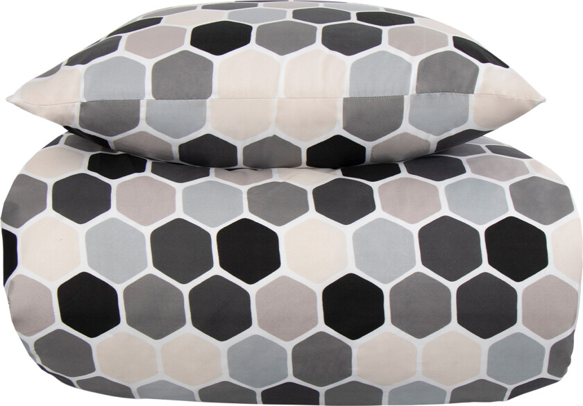 Sengetøy 140x200 cm - Cube lysegrått sengesett - In style sengetøy i mikrofiber