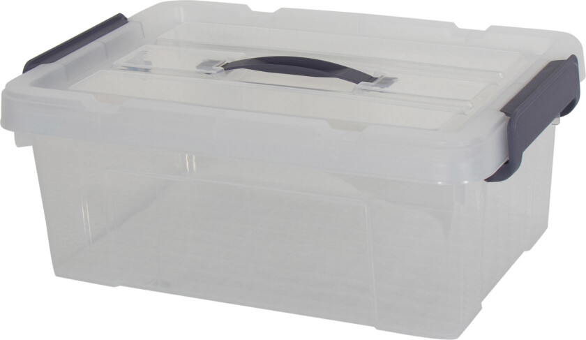 Oppbevaringskasse - 12 Liter - Praktisk boks med tettsittende lokk - Transparent plastkasse