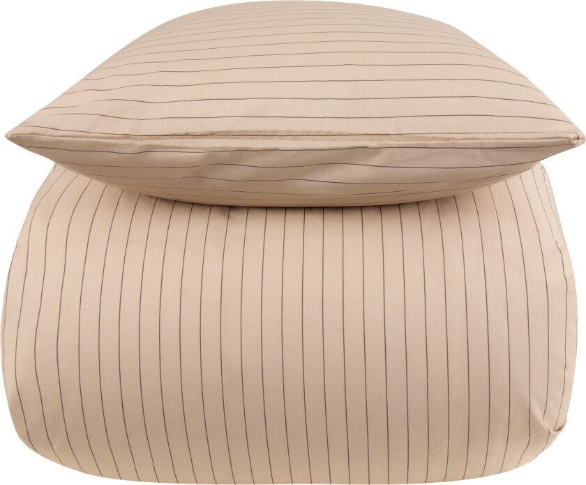 Sengetøy 100% bomull - 140x220 cm - Sand stripete sengesett - Nordstrand Home dynetrekk