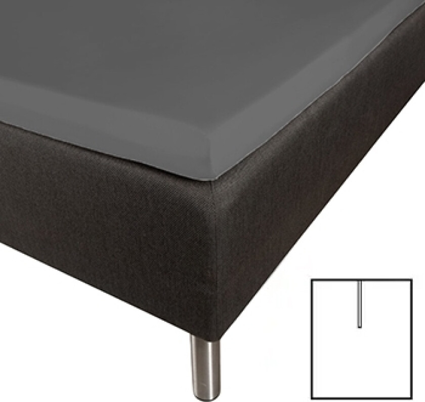 Bilde av Konvoluttlaken med U-splitt - 160x200 cm - Splittlengde 80 cm - Antrasitt - 100% bomullssateng - Borås Cotton