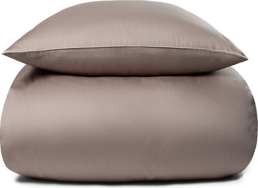 Sengetøy 140x220 cm - 100% bomullssateng - Solid grått sengetøy med pipingkant - Ekstra mykt sengesett fra By Borg