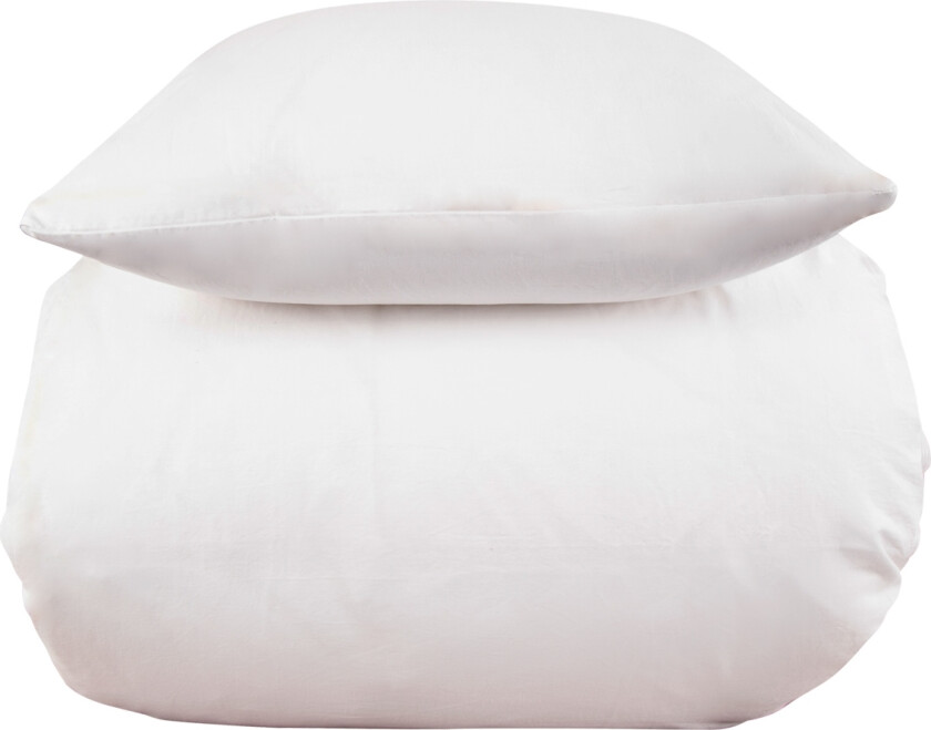 Steinvasket dobbelt sengetøy 200x220 cm - 100% enzymvasket bomull - Firm white - Nordstrand Home sengesett