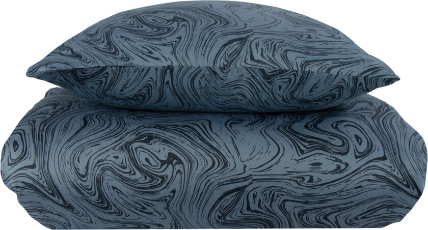 Sengetøy kingsize - 240x220 cm - 100 % myk bomullssateng - Marble dark blue - By Night sengesett