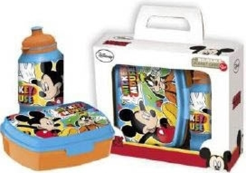 Disney matboks med drikkeflaske - matbokssett i 2 deler for barn - Mikke og Langbein