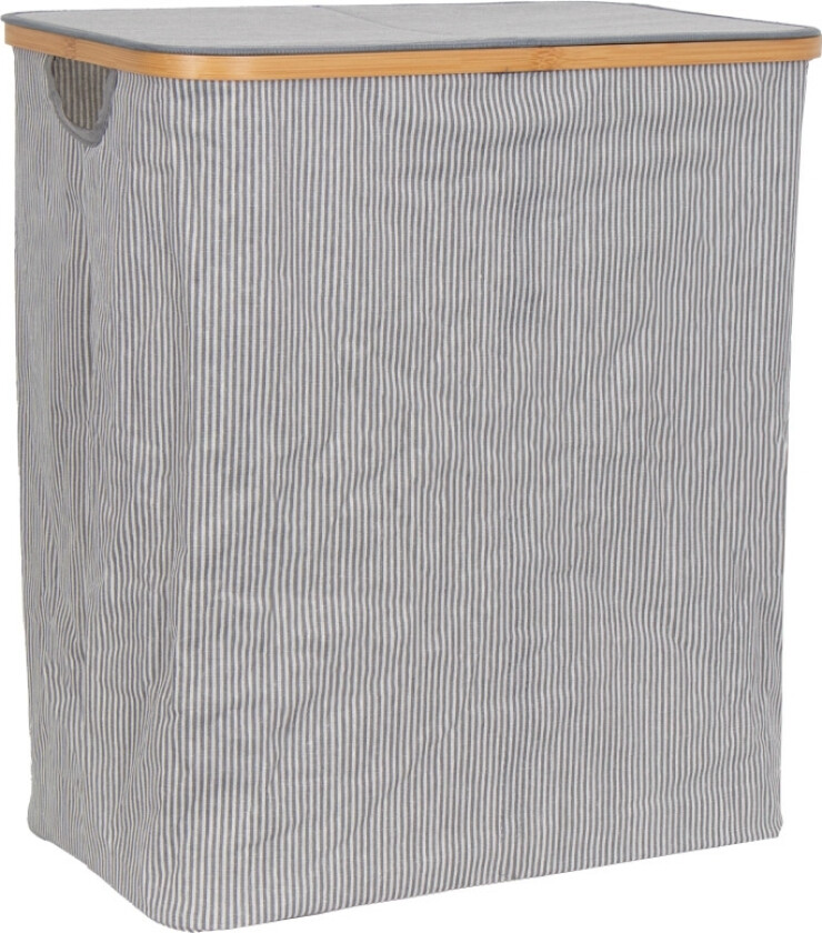 Skittentøyskurv - 60x54x33 cm - Grå og hvit skittentøyskurv med romdeler