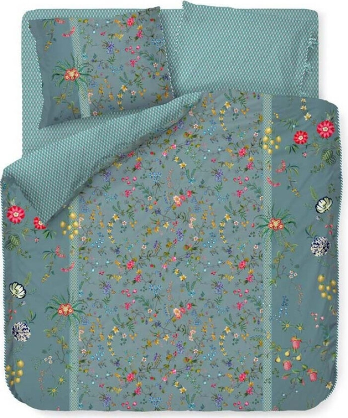 Sengetøy dobbeltdyne 200x200cm - Petites fleurs blue - Sengesett med 2 i 1 design - 100% bomull - Pip Studio sengetøy