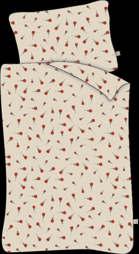 Juniorsengetøy 115x135 cm - Rosa med roser - Sengesett i 100% bomull