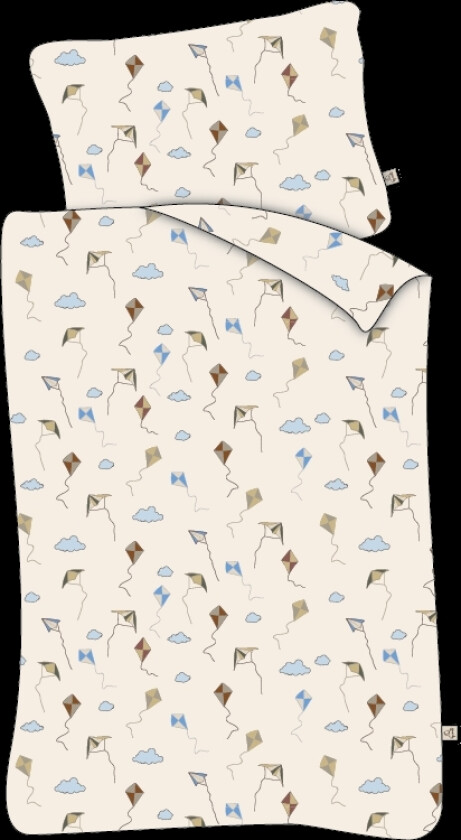 Sengetøy til baby 70x100 cm - Hvit med dragefly - Sengesett i 100 % bomull