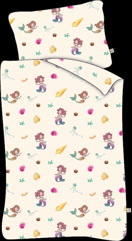 Bilde av Juniorsengetøy 100x140 cm - Hvit med havfruer - 100% bomulls sengesett