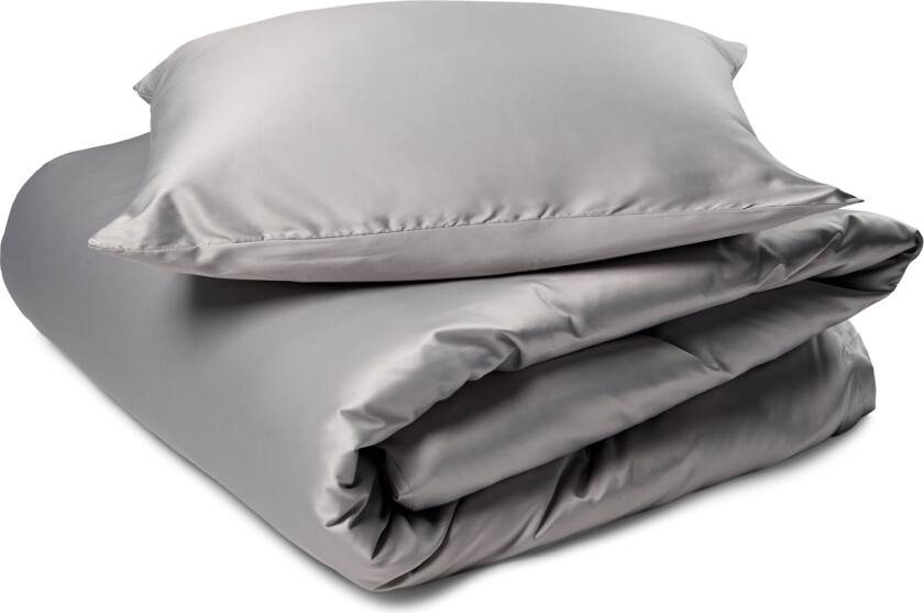Sengetøy 140x200 cm - Satin silky sengesett - Ensfarget grått sengetøy - Myk som silke