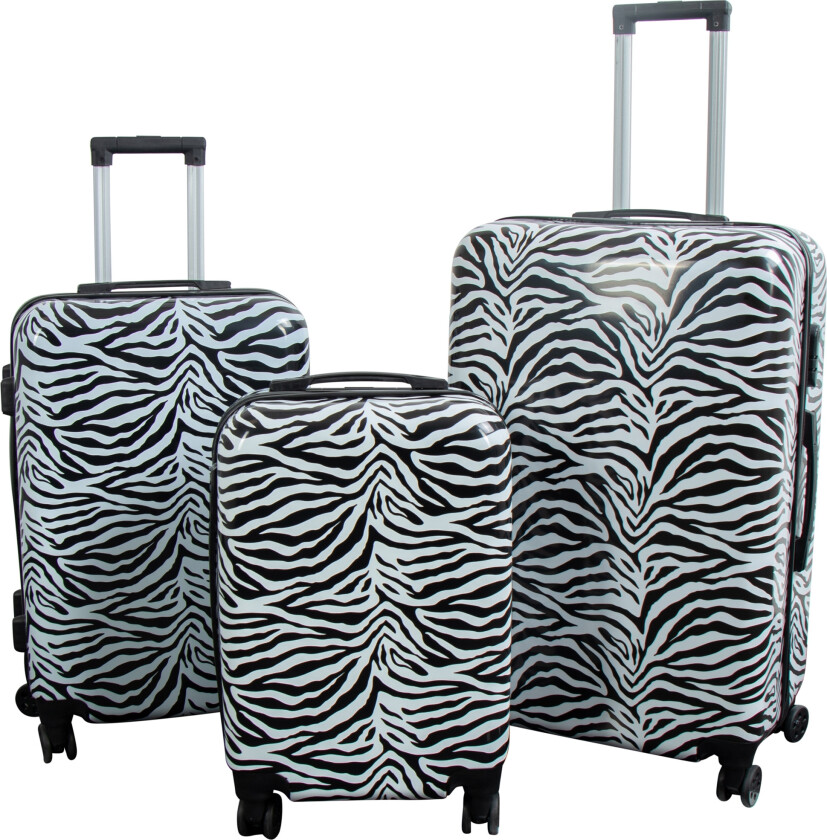 Koffertsett - 3 stk. - Koffert med motiv - Zebra - Hardcase lettvektskoffert med 4 hjul