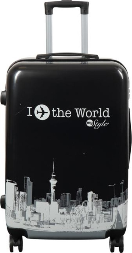 Koffert - hardcase koffert - Str. Medium - koffert med motiv - New York City - Svart - Eksklusiv lettvektskoffert