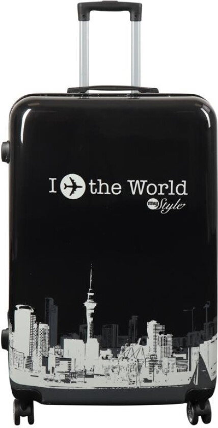 Stor koffert - Hardcase koffert med motiv - New York city - Svart - Eksklusiv lettvekt koffert