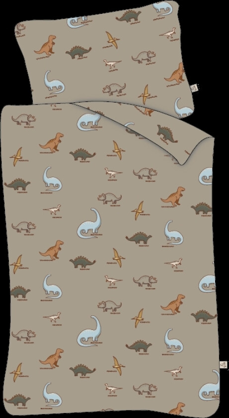 Juniorsengetøy 115x135 cm - Dinosaurtrykk - Sengesett i 100% bomull