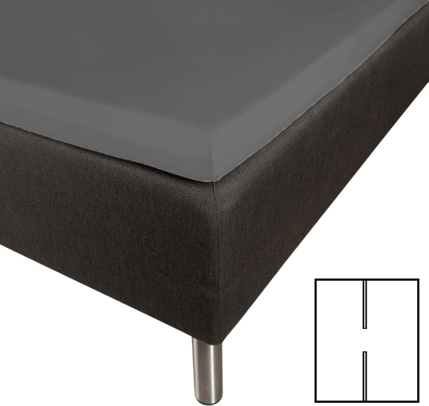 Konvoluttlaken med U-splitt - 180x210 cm - Splittlengde 65 cm - Antrasitt - 100 % bomullssateng - Borås Cotton