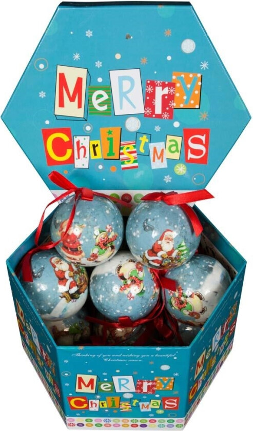 Julekuler - Praktisk boks med 14 eksklusive juletrekuler - Diameter 7,5 cm - Snømenn og julenisser
