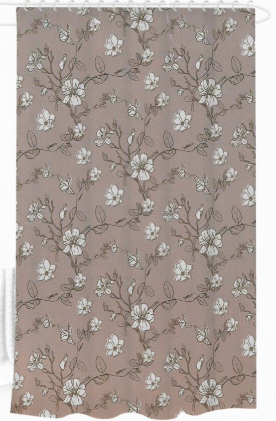 Dusjforheng - 180x180 cm - Rosa med blomster - Klar til oppheng