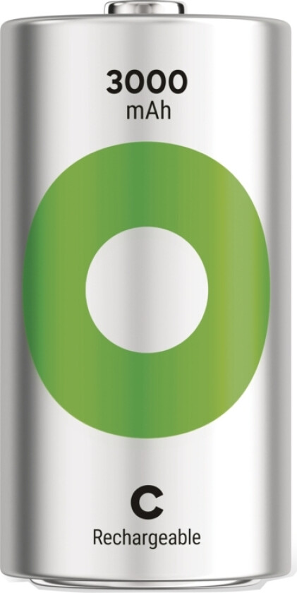 Gp Batteries Recyko 3000 C, 3000 Mah, Nickel-Metallhydrid (Nimh), C, 1,2 V, Grön, Silver, 2 Styck