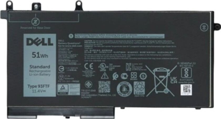 - Batteri Til Bærbar Pc - Litiumion - 4254 Mah - 51 Wh - For Latitude 5280, 5480, 5580