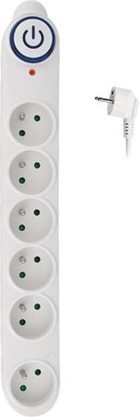 Surge Protector, 150J, 6 Sockets, 1,5M, White
