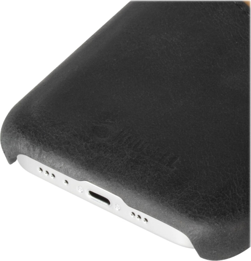 Krusell Cardcover - Baksidedeksel For Mobiltelefon - Håndlaget Lær - Årgangssvart - For Apple Iphone 12, 12 Pro