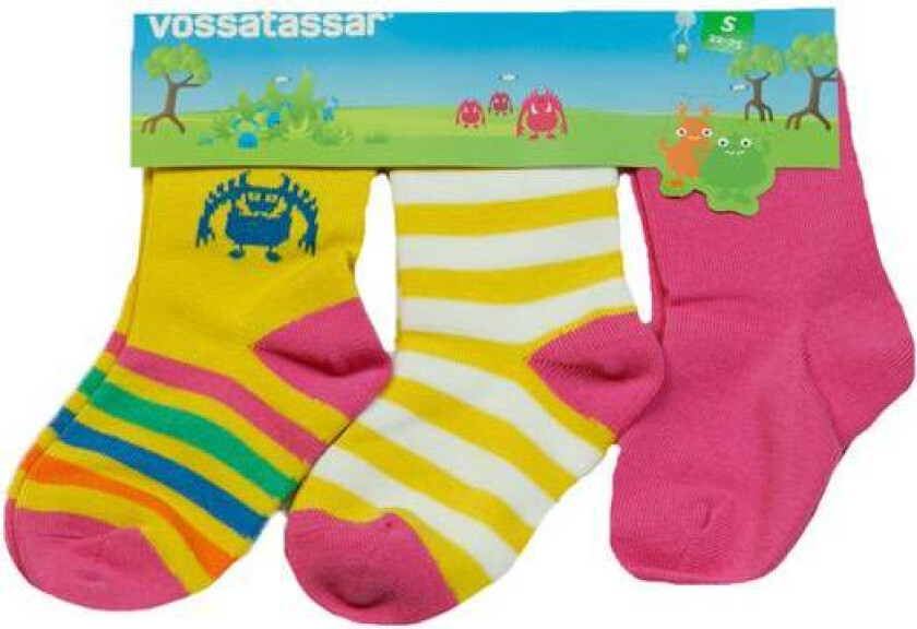 Sokker Vossatassar Mønster 3-pk Yellow