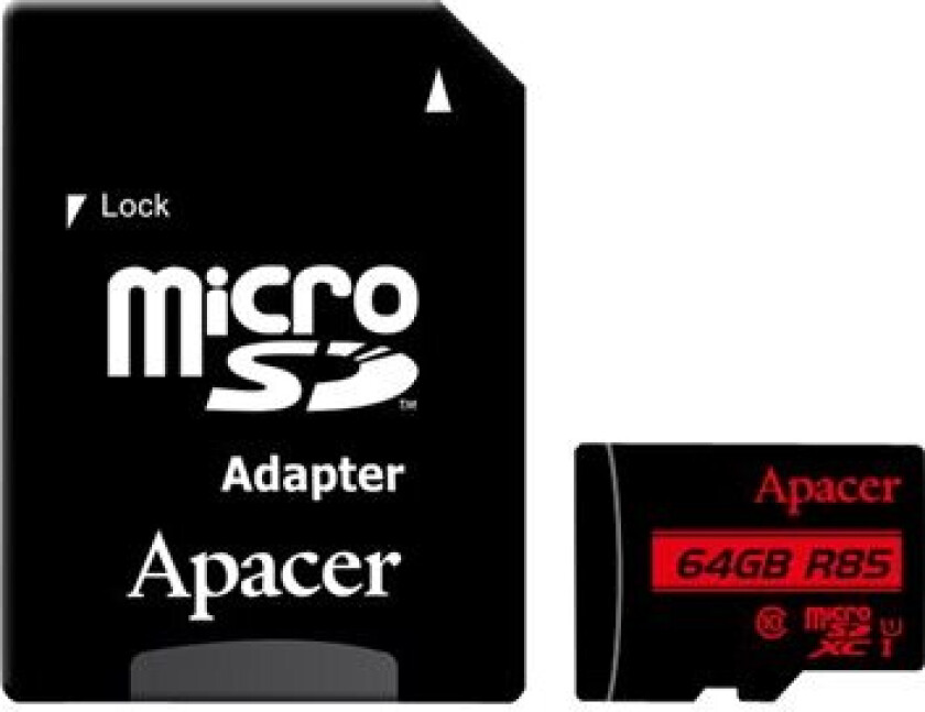 Apacer - Flashminnekort (Microsdxc Til Sd-Adapter Inkludert) - 64 Gb - Uhs-I U1 / Class10 - Microsdxc Uhs-I