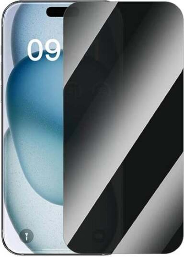 Superior privacy tempered glass for iPhone 15 + cleaning kit and EasyStick (transparent)