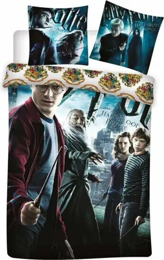 Harry Potter Sengetøy - 140x200 cm - Sengesett med Harry Potter & Dumbledore - 2 i 1 design - 100% bomull