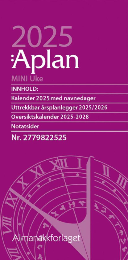 Kalender 2025 Aplan Mini Uke Årssett