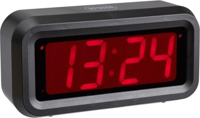 Tfa-Dostmann 60.2024.10, Quartz Vekkerklokke, Rektangel, Antrasitt, Plast, Batteri, Aa