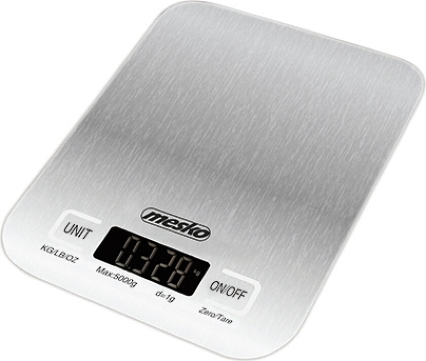 Home Ms 3169, Elektronisk Kjøkkenvekt, 5 Kg, 1 G, Rustfritt Stål, Hvit, Rustfritt Stål, Benkeplate