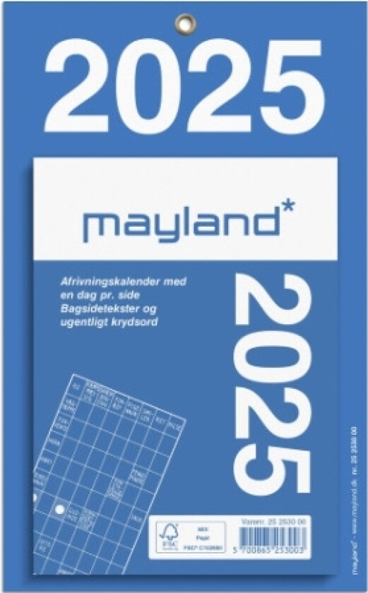Kontorafrivningskalender M/Bagsidetekst 2025