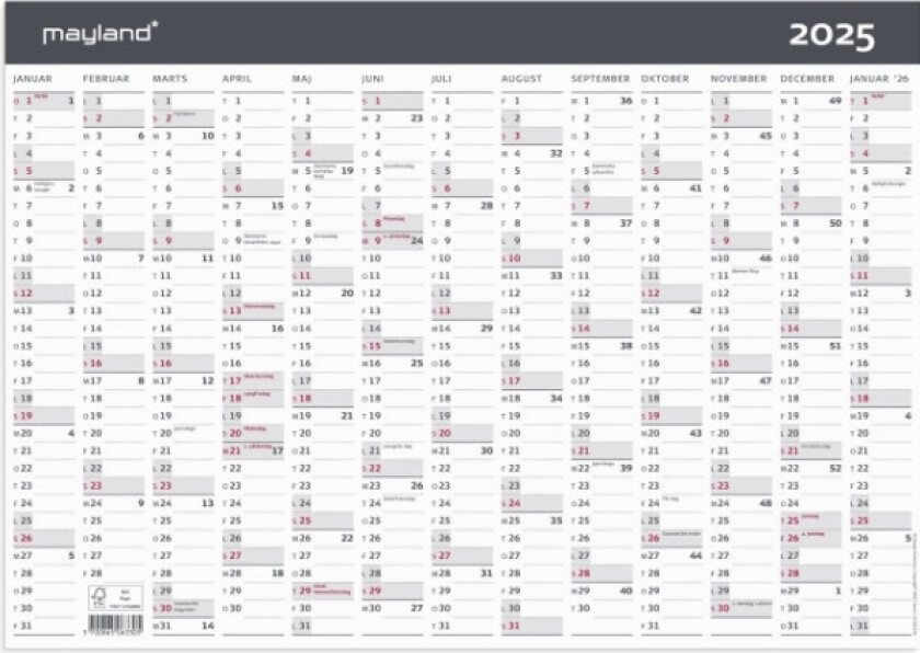 Kontorkalender Moderne A3 1X13 Mdr. 2025