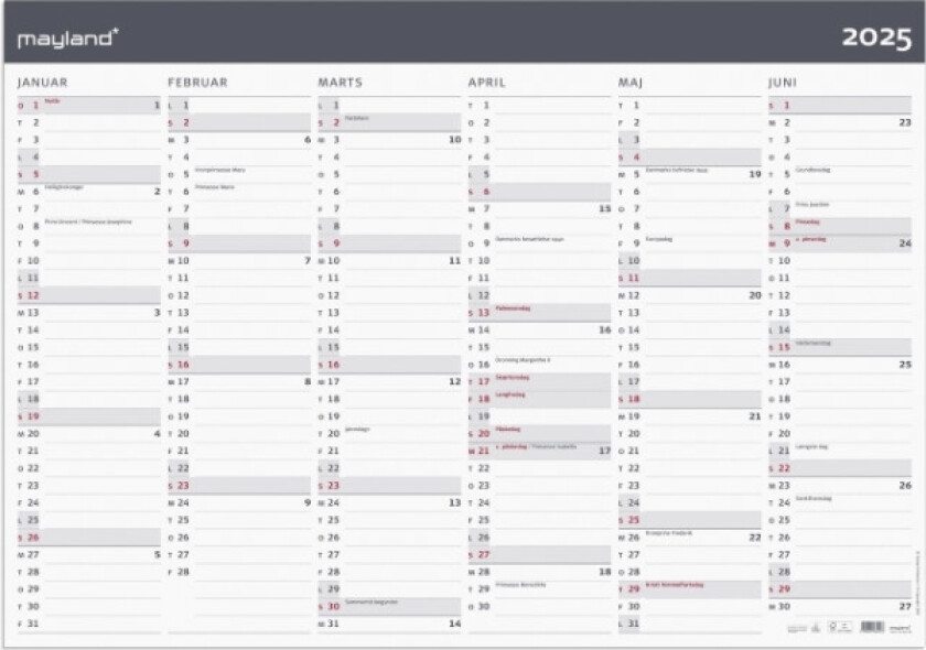 Kæmpekalender Moderne 2X6 Mdr. Papir Rør 2025