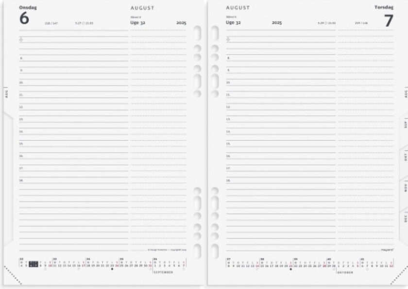 System A5 Dagkalender Refill 2025