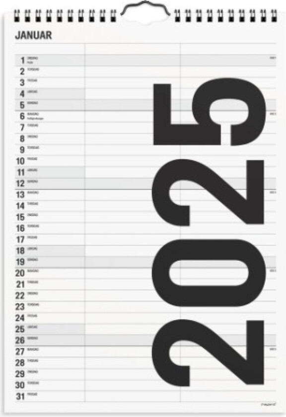 Familiekalender Black And White 2 Kol. 2025