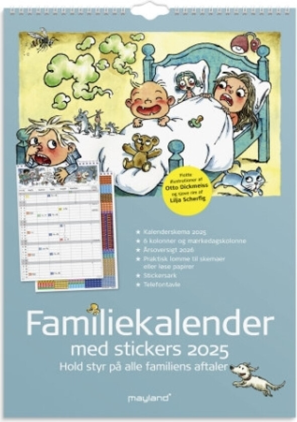 Familiekalender Otto Dickmeiss & Lilja Scherfig 6 Kolonner A3 2025