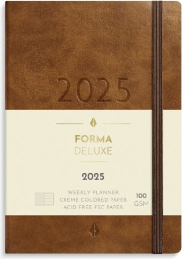 A6 Forma Deluxe Ugekalender Tværformat Brun Kunstskind 2025