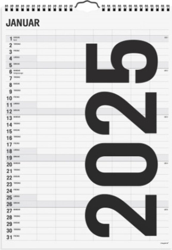 Familiekalender Black And White 7 Kol. 2025