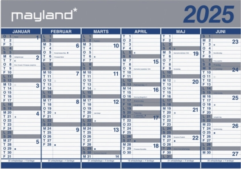 Kæmpekalender 2X6 Mdr. Papir 10 Stk. 2025